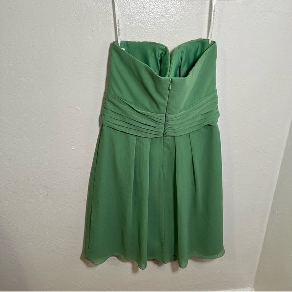 David’s Bridal Crinkle Chiffon Dress w/ Front Cascade Clover Green 10 - Picture 8 of 11